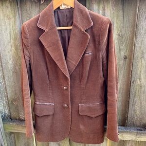 Vintage Chocolate Brown Corduroy Blazer Western Style